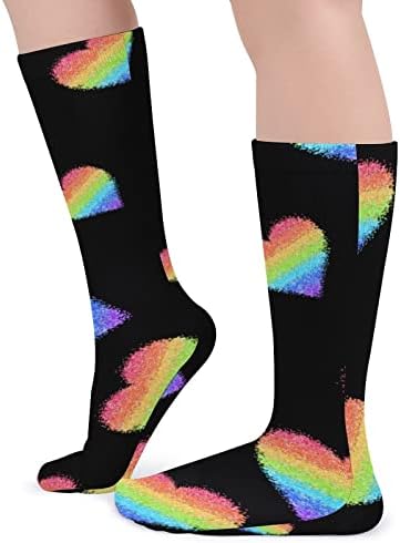 Дебели Чорапи WEEDKEYCAT с Блестящи Розови Сърце, Нестандартен, Забавен Графичен Принт, Ежедневни Чорапи със Средна Дължина, за
