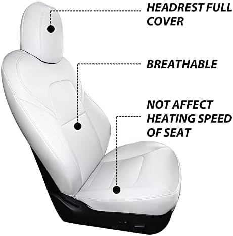 Калъф за столче за кола RuiYue Carry Fit Tesla Model Y Защитно фолио за автомобилни седалки от кожа Напа, Аксесоари за интериор в стил OEM по поръчка на 2023 година (бял)
