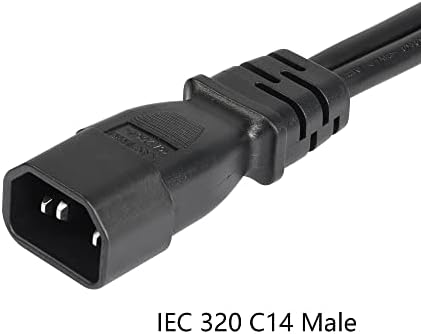 CERRXIAN 0,3 м IEC 320 C14 до Двойно гнездо-разветвителю IEC 320 C15 за Рутер, Мрежовия суич, компютър (c14-2xc15)