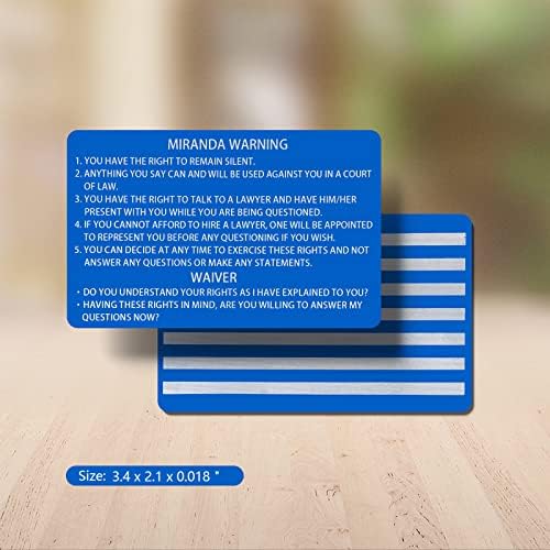10 БР. Синя Метална Предупредителен Картичка Miranda С Флага На Сащ, Подарък Карта С Лазерно Гравиране