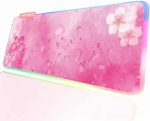 RGB Cherry Blossom Геймърска Подложка за мишка Розово 31,5x12 Инча PC XL Разширено Светещи led подложка За маса с Неплъзгащи гума